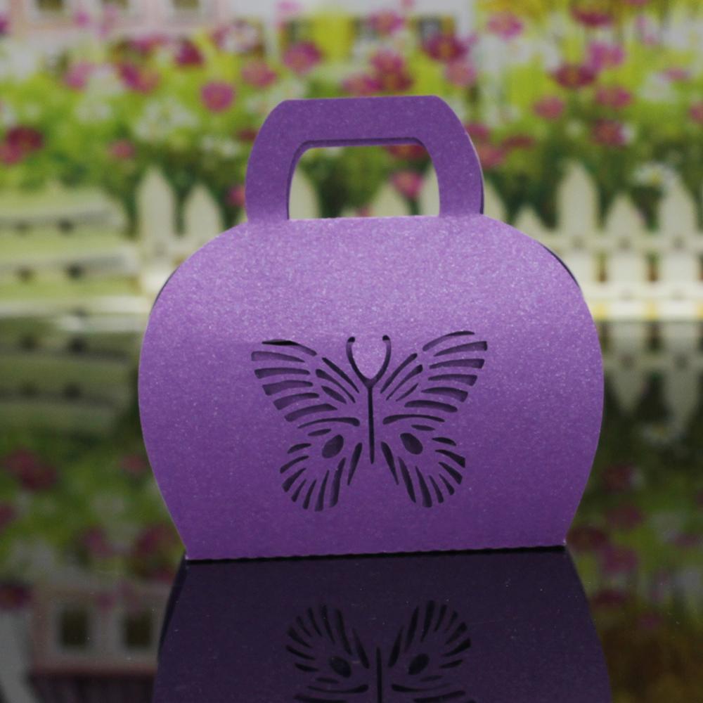 20Pcs Butterfly Bag design Sweet Candy Gift Boxes Wedding Party favor Violet