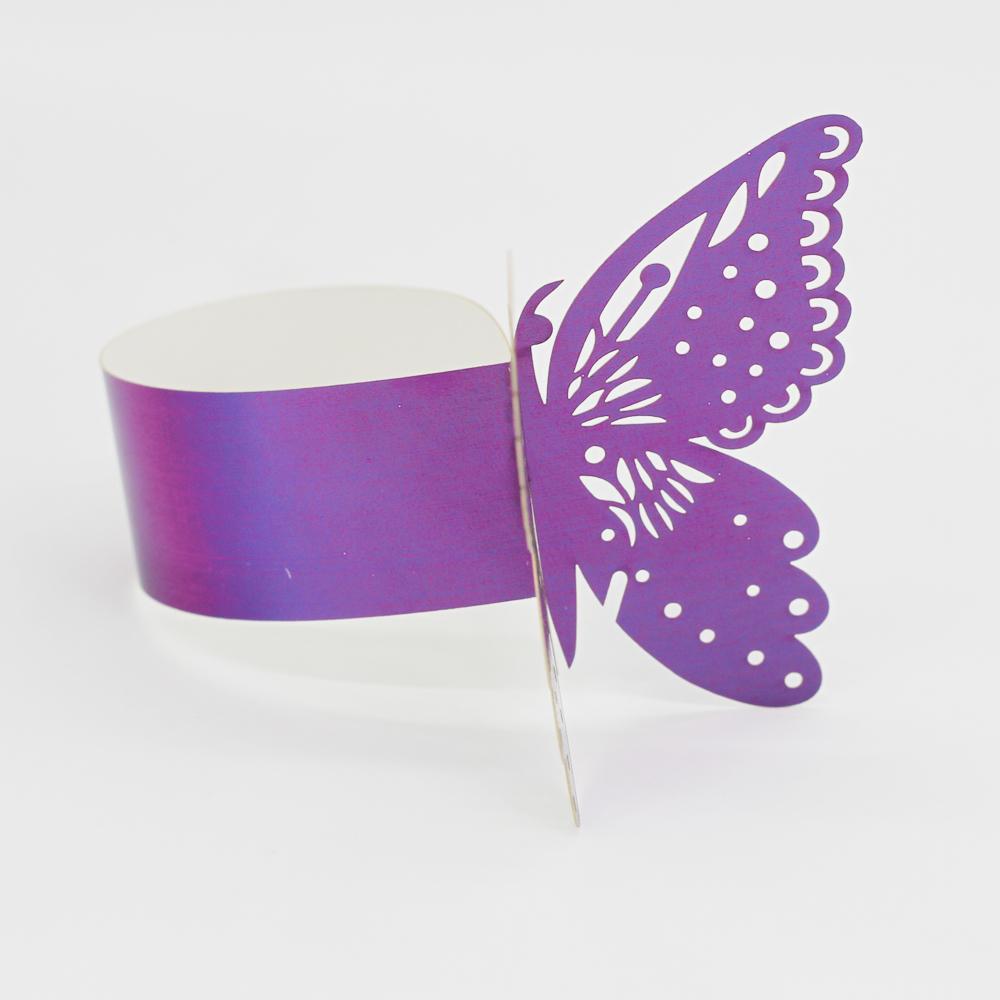 50pcs Napkin Ring Butterfly Paper Wedding Party Band Serviette Holder Purple