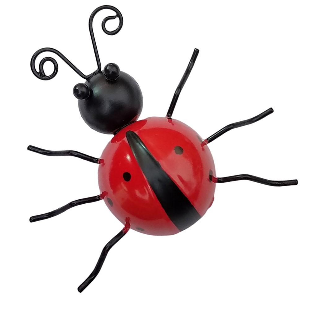4pcs Iron Ladybug Wall Hanging Figurines Miniatures Statue Garden Lawn Red 