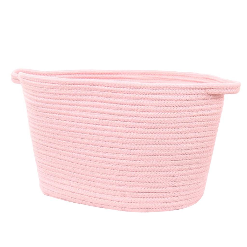 Storage Basket Cotton Rope Storage Sundries Organizer With Handles Pink