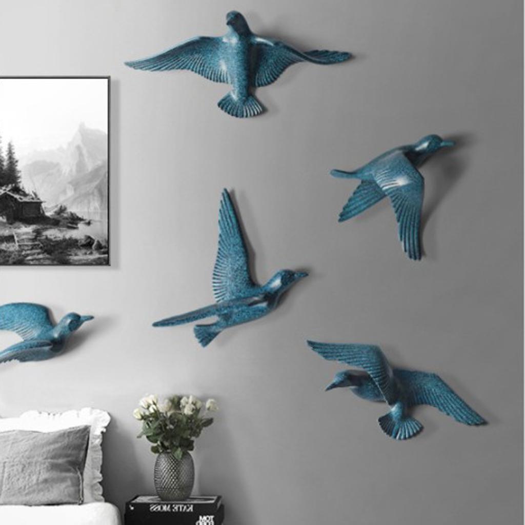 Modern 3D Resin Seagull Bird Sculpture Mural Wall Art