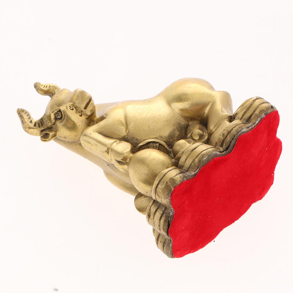 Pure Brass Chinese Twelve Zodiac Animal Figurine Ornament Luck Charm Ox