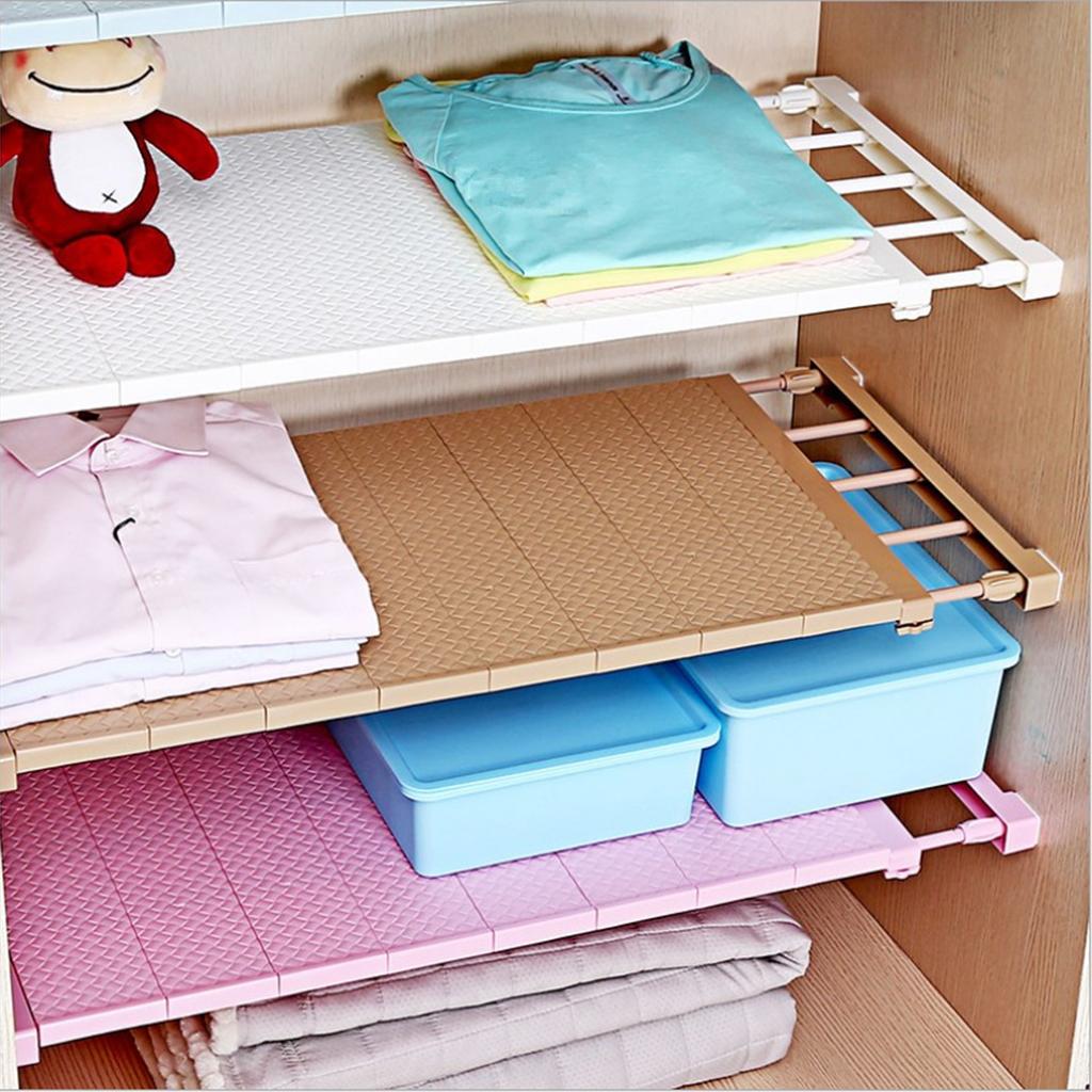 plastic wardrobe layered partition adjustable shelf storage rack 38cm S White