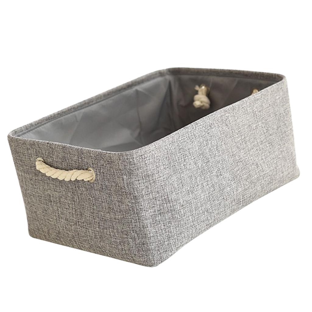 Collapsible Fabric Storage Basket Organizer Bin with Carry Handles Grey S