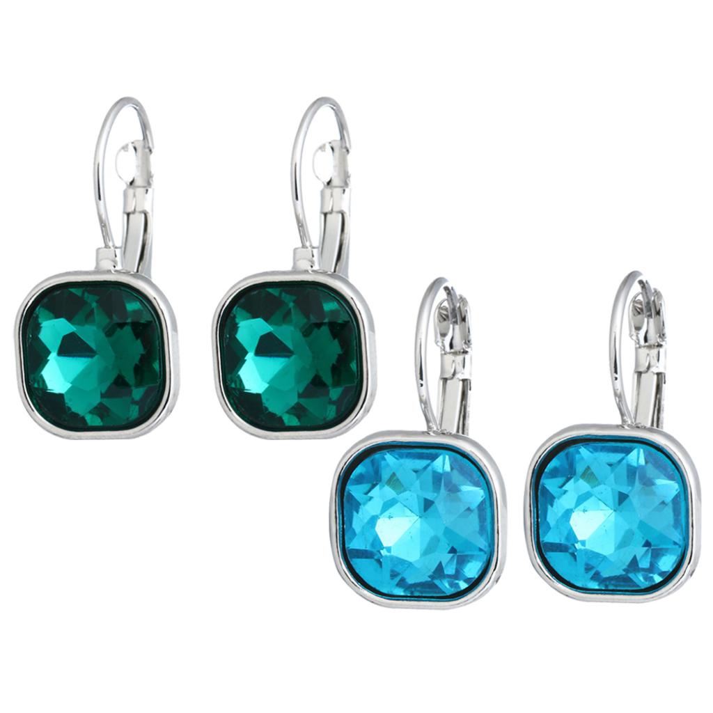 Fashion Party Jewelry Gemstone Dangle Earrings Crystal Ear Studs Women Blue