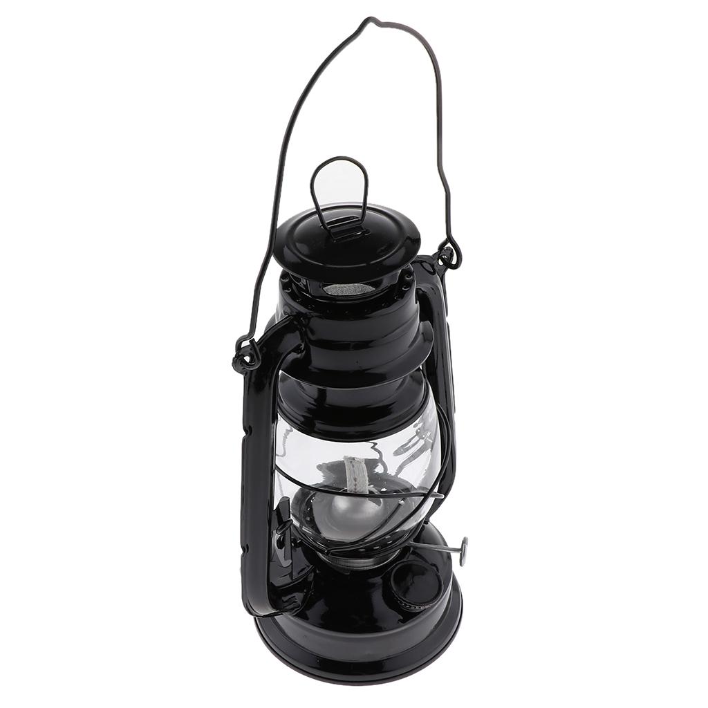 Vintage Metal Oil Lamp Hurricane Lantern for Indoor Outdoor Useage Black