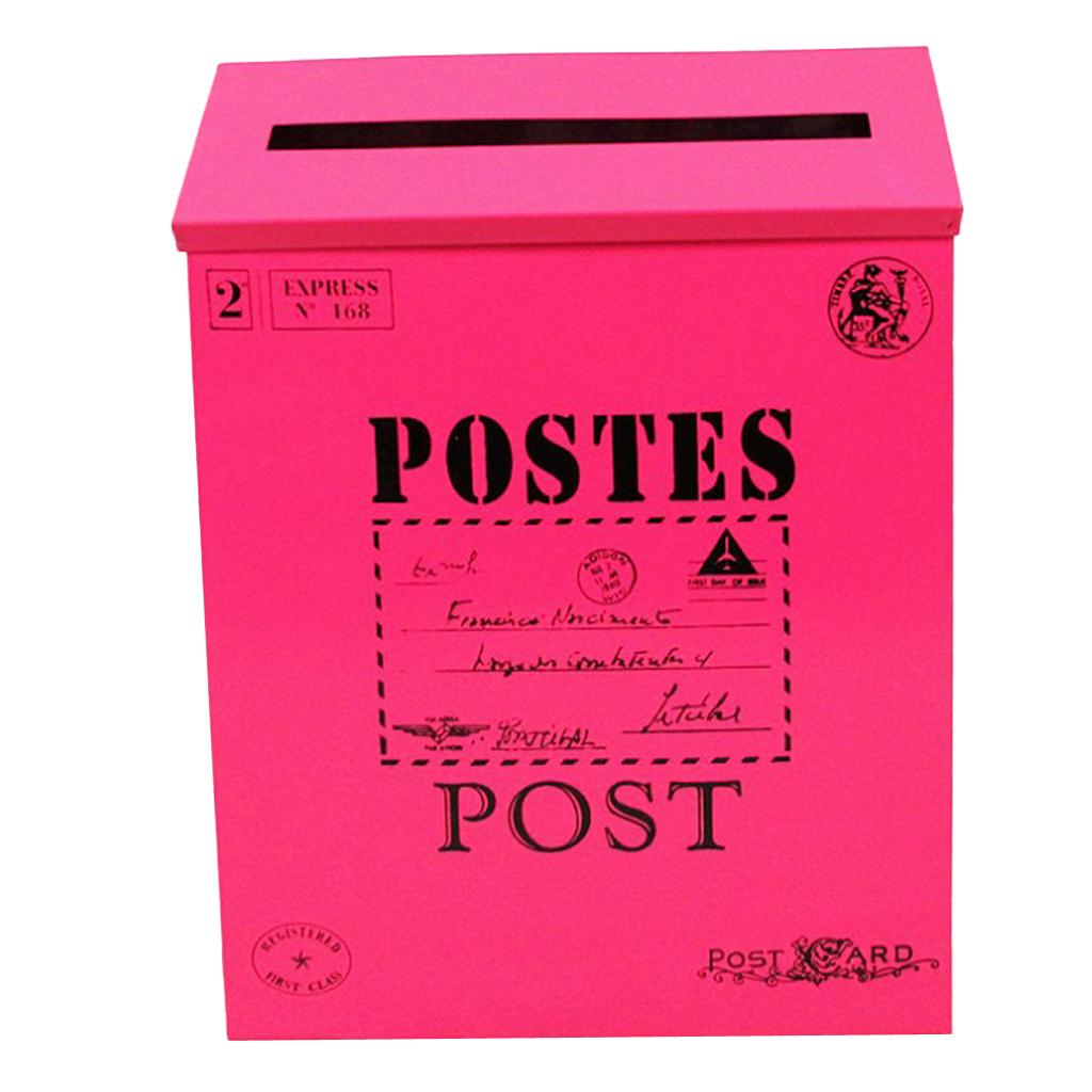 Vintage Galvanized Mailbox Letterbox Postbox Newspaper Holder Box Rose Red