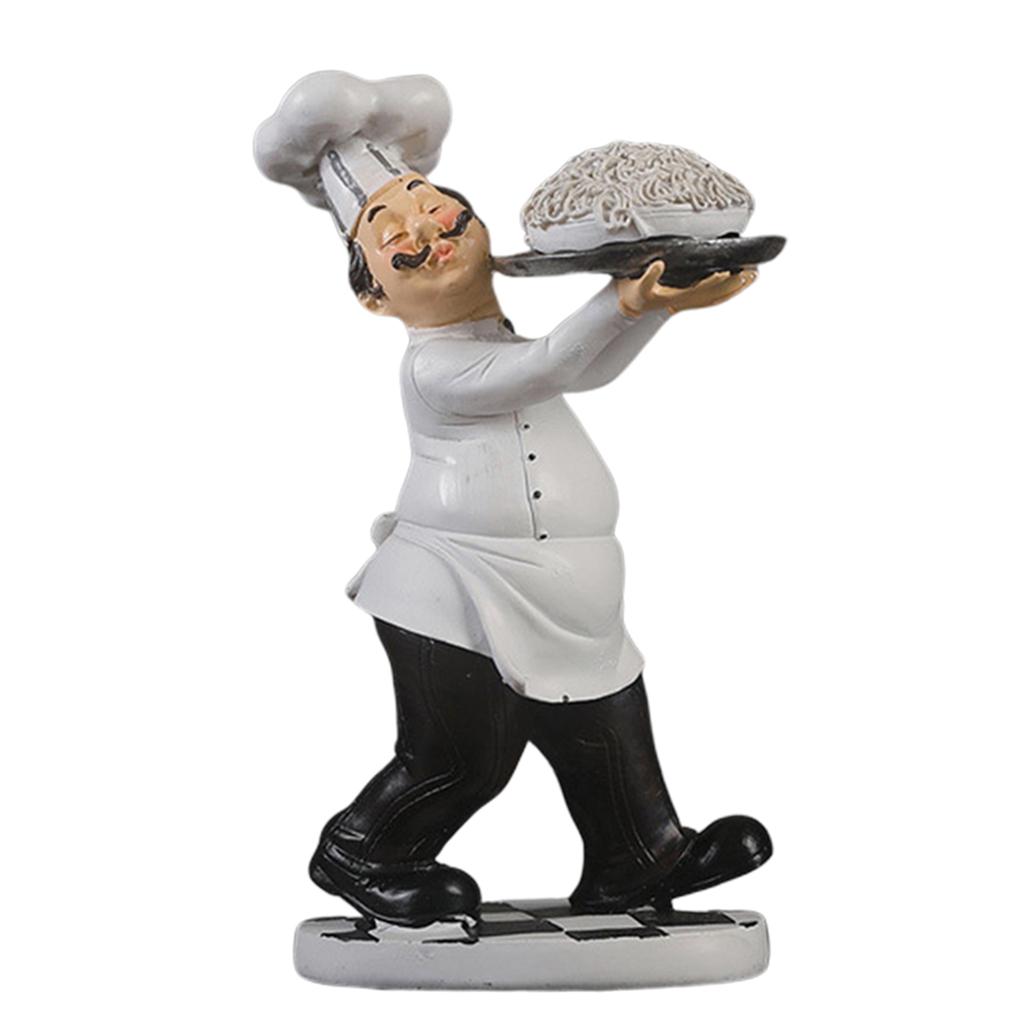 French Chef Figurine Kitchen Ornaments Resin Cook Statue Noodles