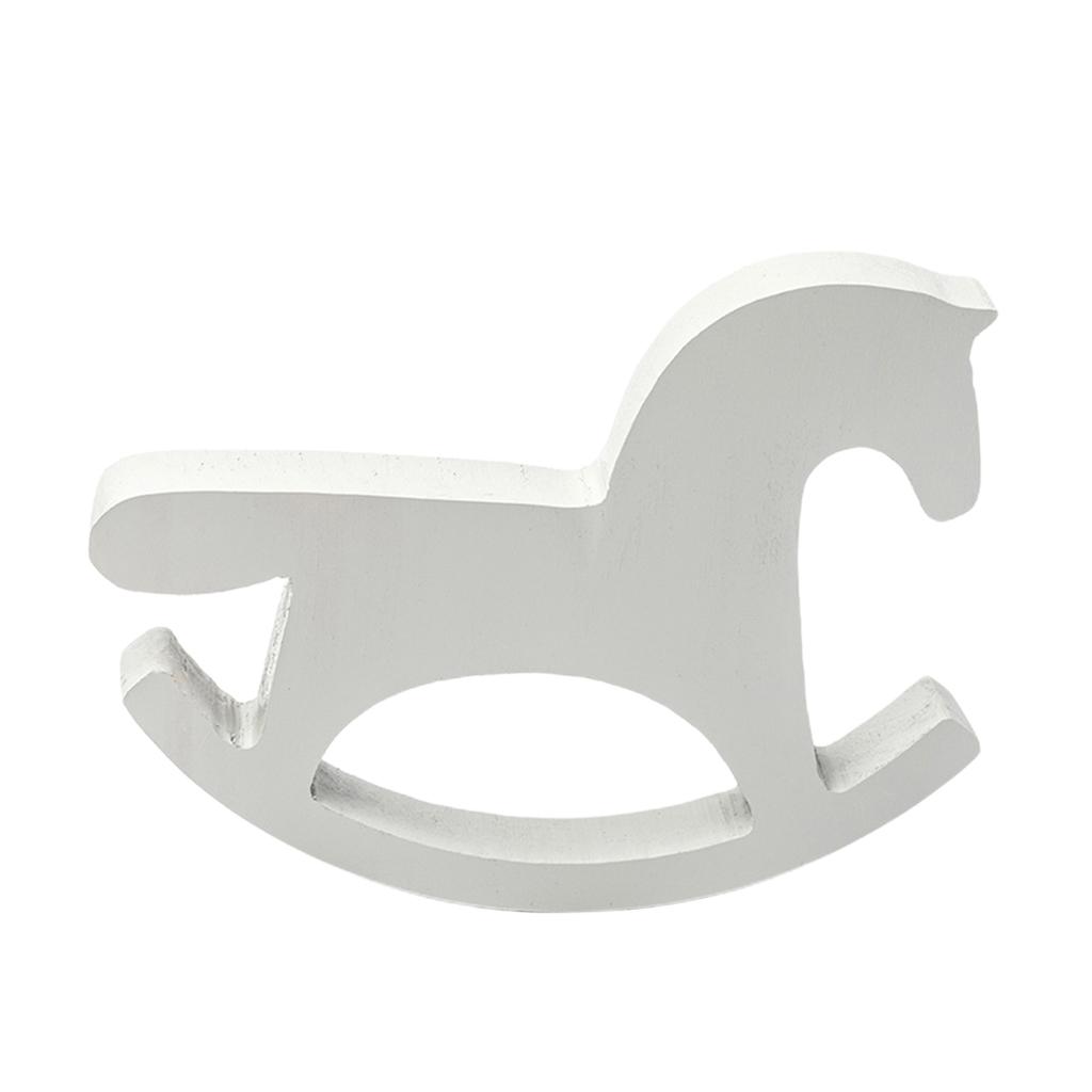 Handmade Unfinished Wooden Rocking Horse Kids Toy for Home Table Decor Gray
