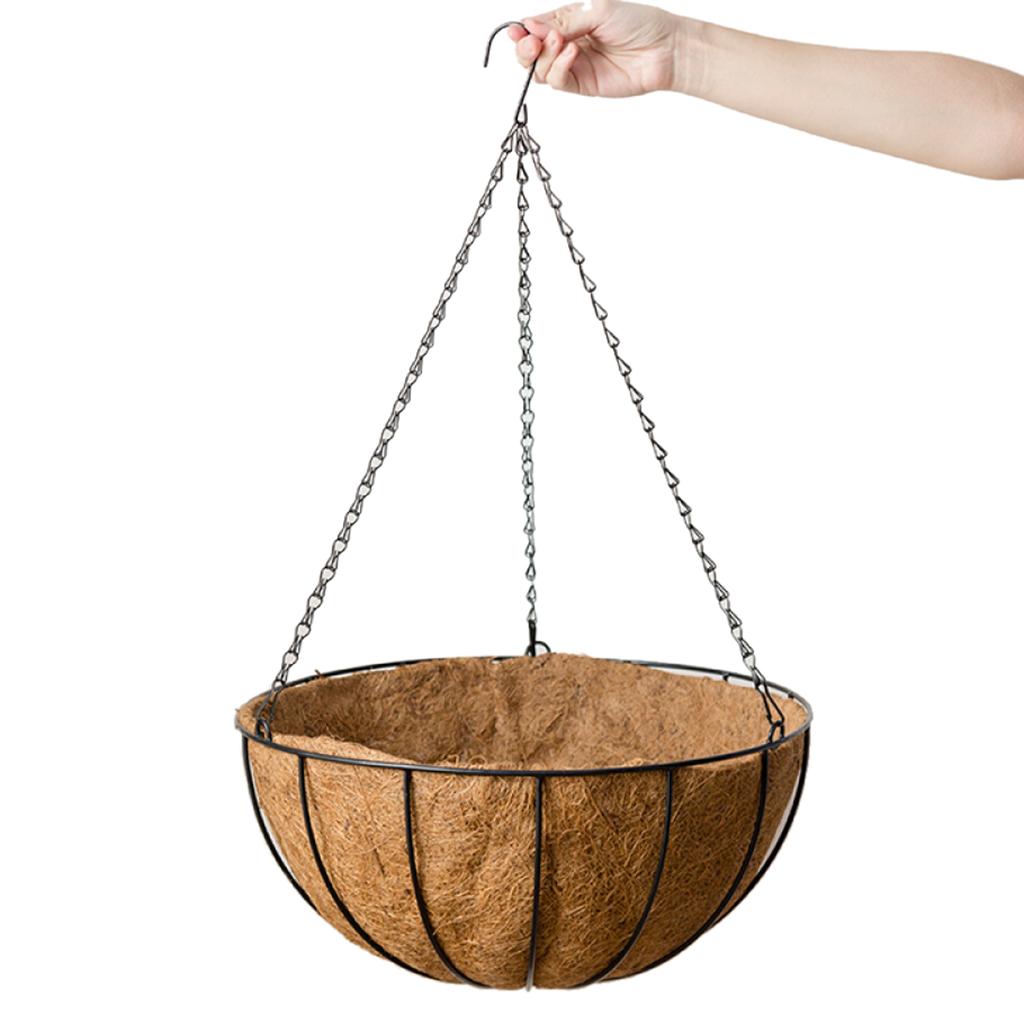 Hanging Basket Planter Metal with Coconut Coir Liner Wire Plant Holder 40cm