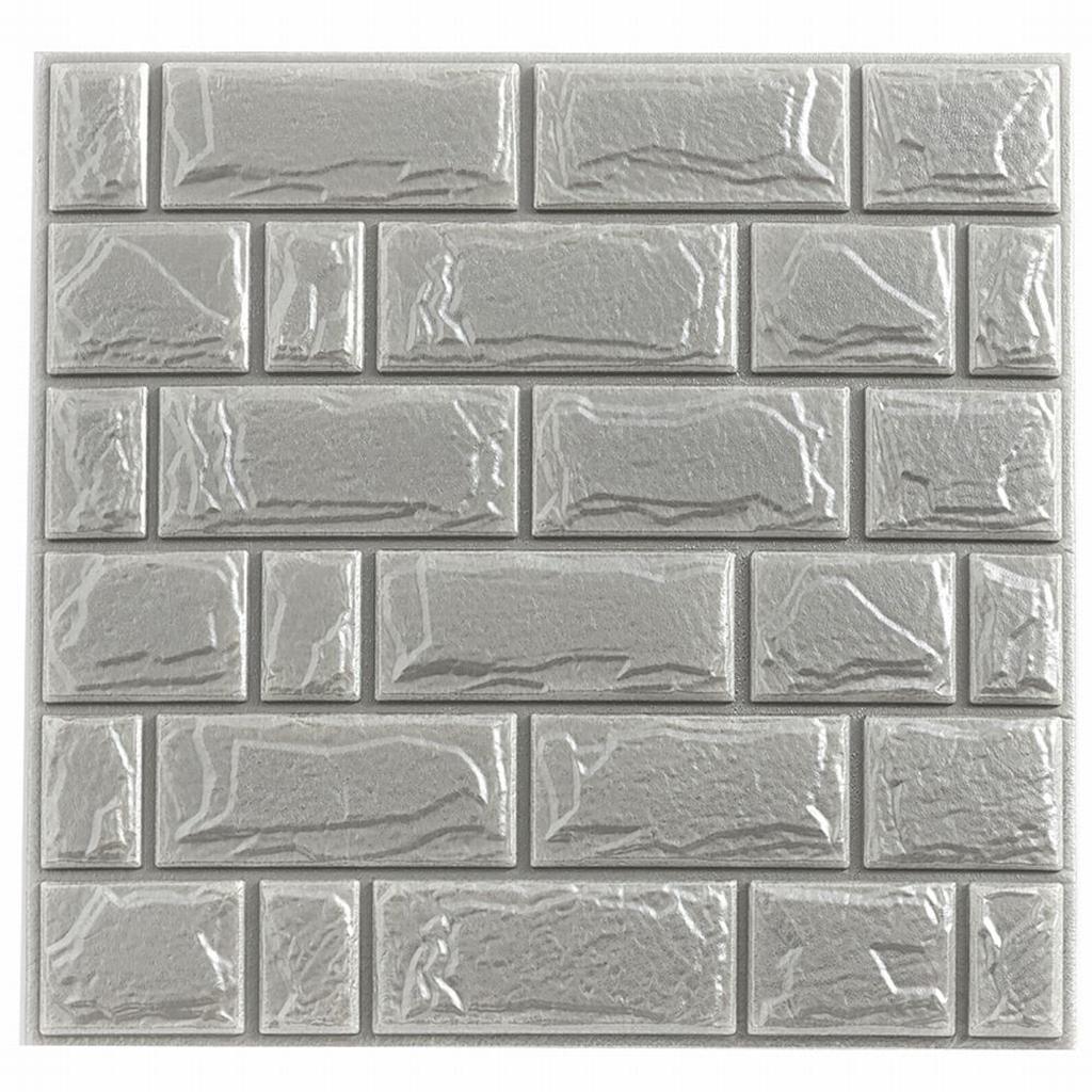 Modern 3D Tile Brick Wall Sticker Self-Adhesive DIY Wallpaper Panels Silver