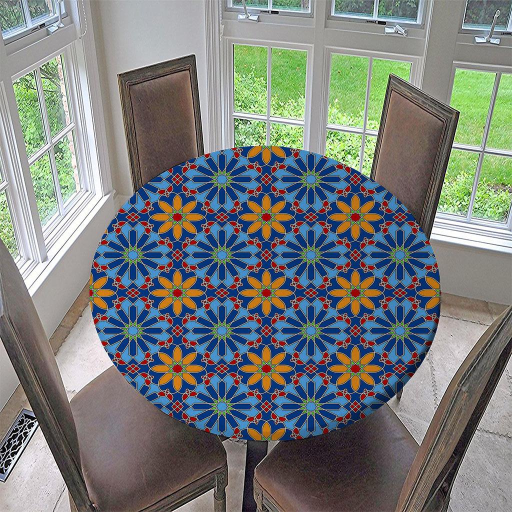 2pcs Fitted Round Table Cover Elastic Edged Table Cloth Waterproof