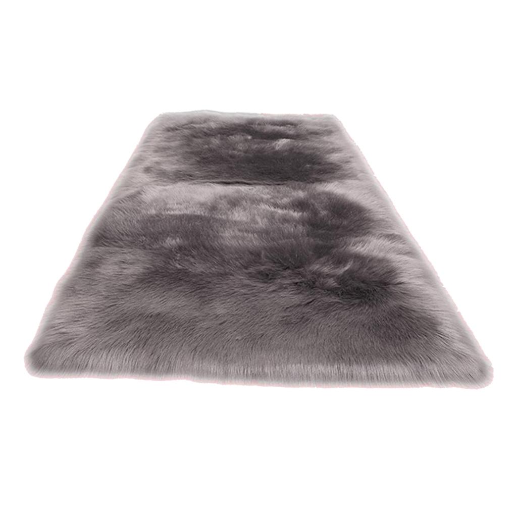 Luxury Faux Fur Area Rugs Bedroom Bedside Carpet Mat Sofa Bench Non Slip gray 60x120cm