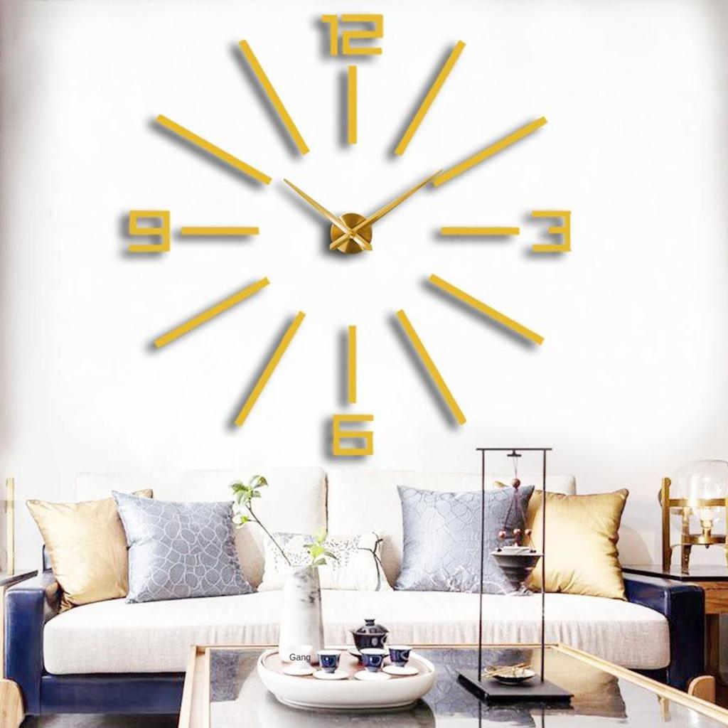 Modern Large 3D Wall Clock Numbers Letters DIY 3D Stickers Clock  Gold