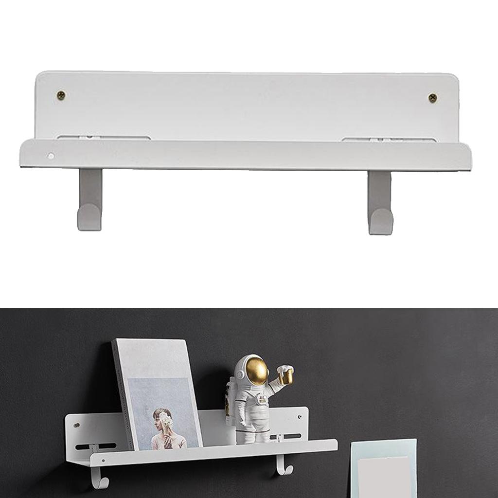 Floating Wall Mounted Shelves Display Rustic Metal Ledge Shelves for Bedroom White