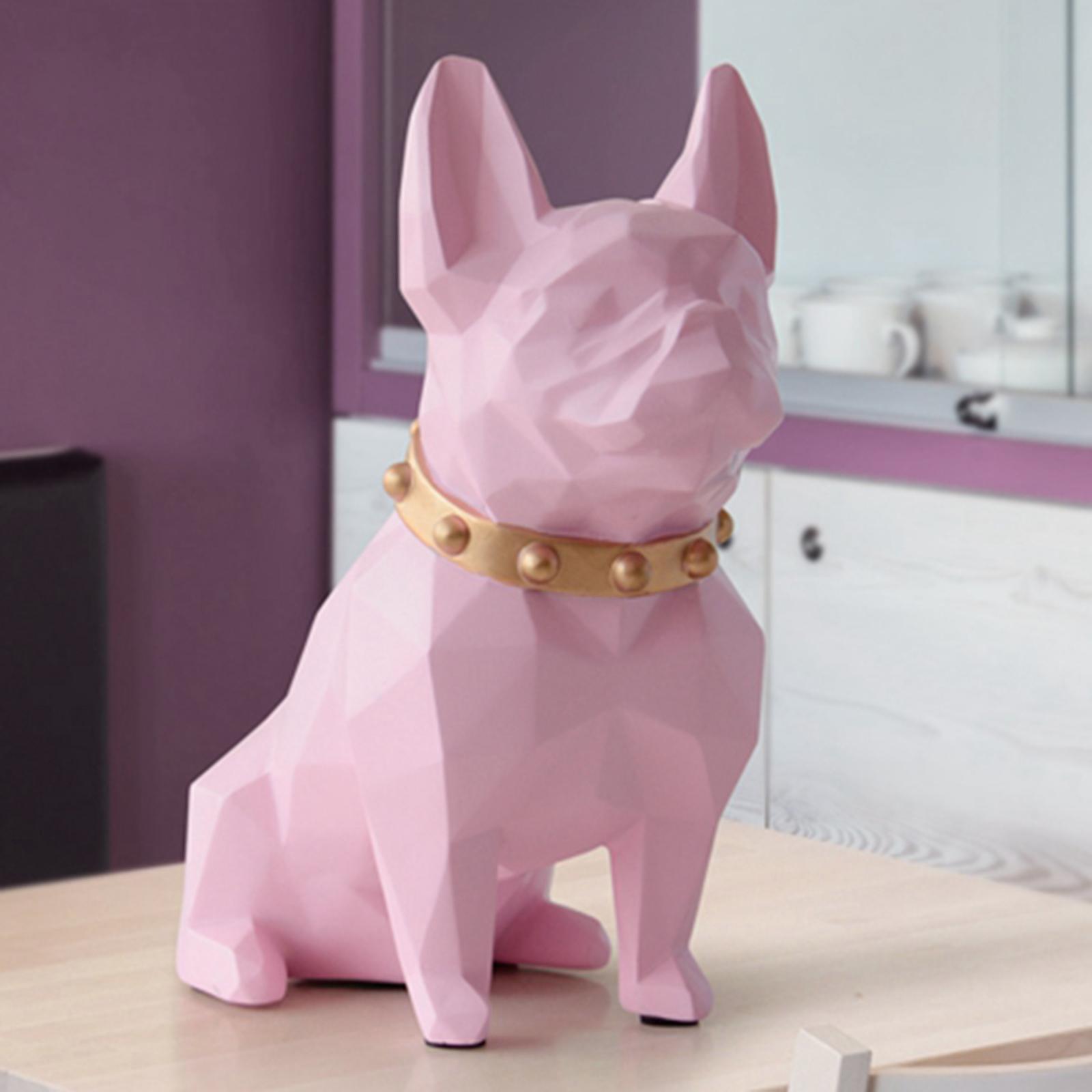 Bulldog Piggy Bank Figurine Artistic Dog Money Box Pot Child Gift Pink