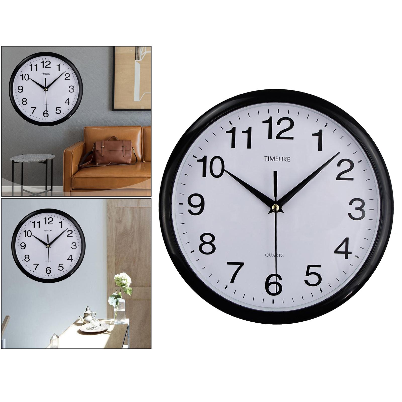 Modern Wall Clock Watches Silent Non Ticking Home Living Room Office Black