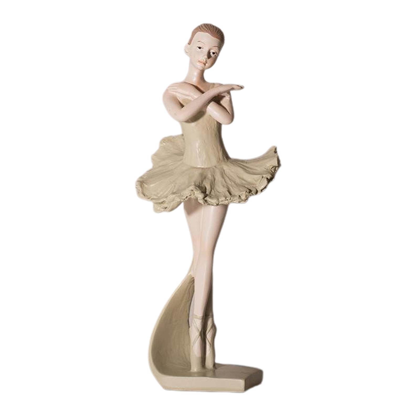 Resin Elegant Figurine Ballerina Ballet Dancer Desktop Ornament Statue C