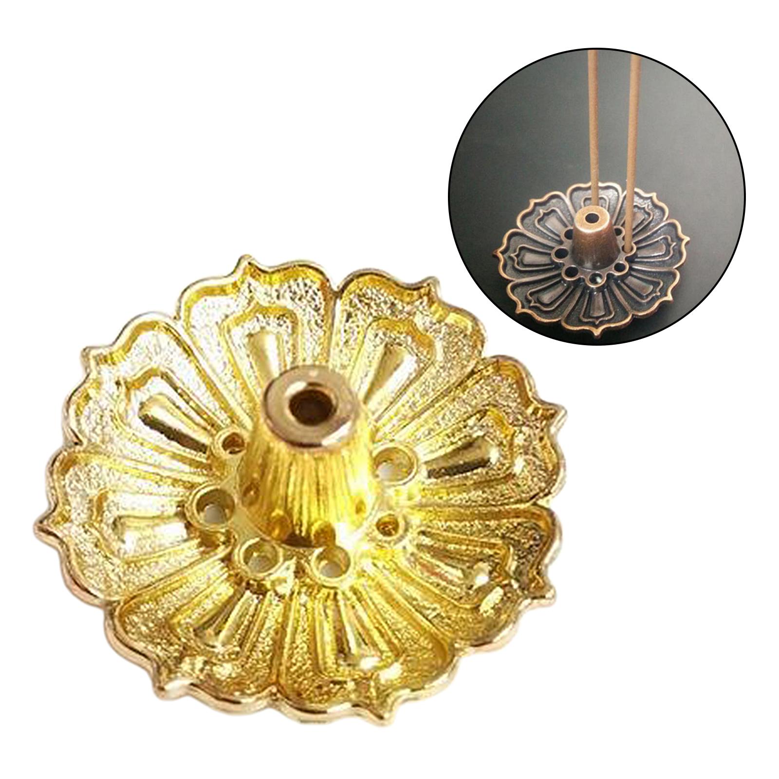 Incense Stick Burner Holder Lotus Flower Cone Burner Golden