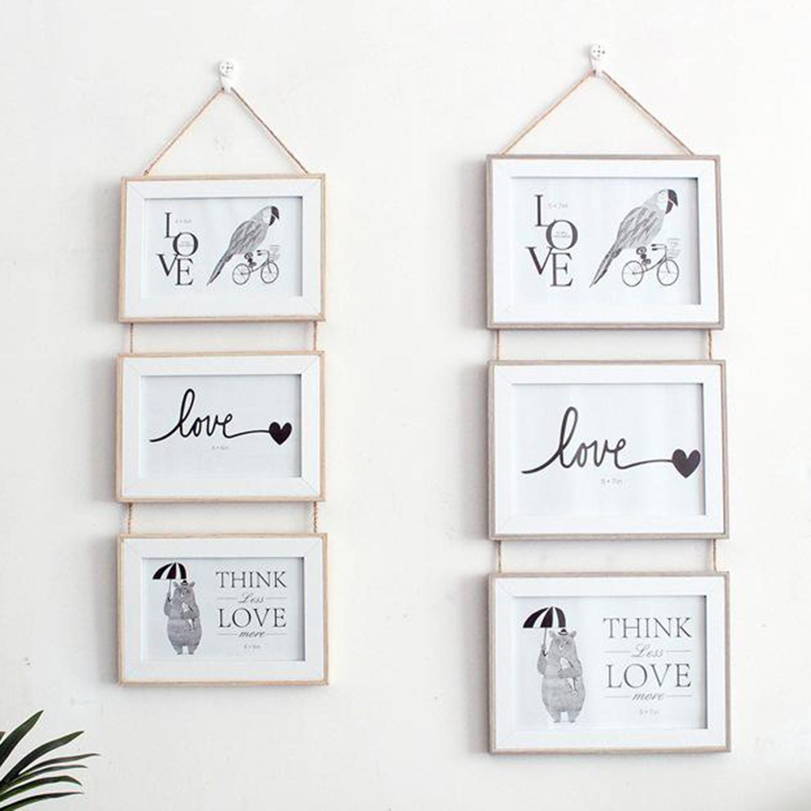 3x 4x6 inch / 5x7 inch Picture Frames for Wall Hanging 6 inch  wood color