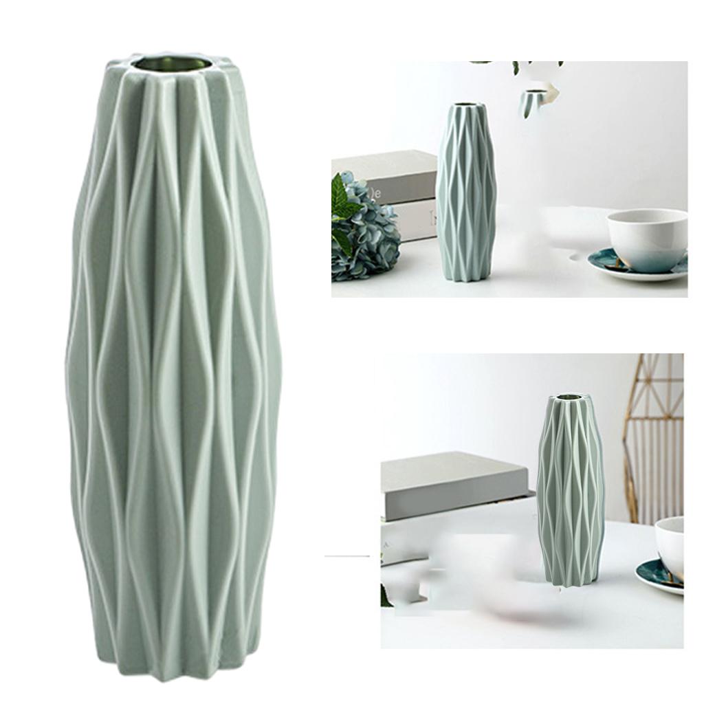 Minimalism Plastic Dry Flower Vase Photo Prop Home Living Room Desktop Green