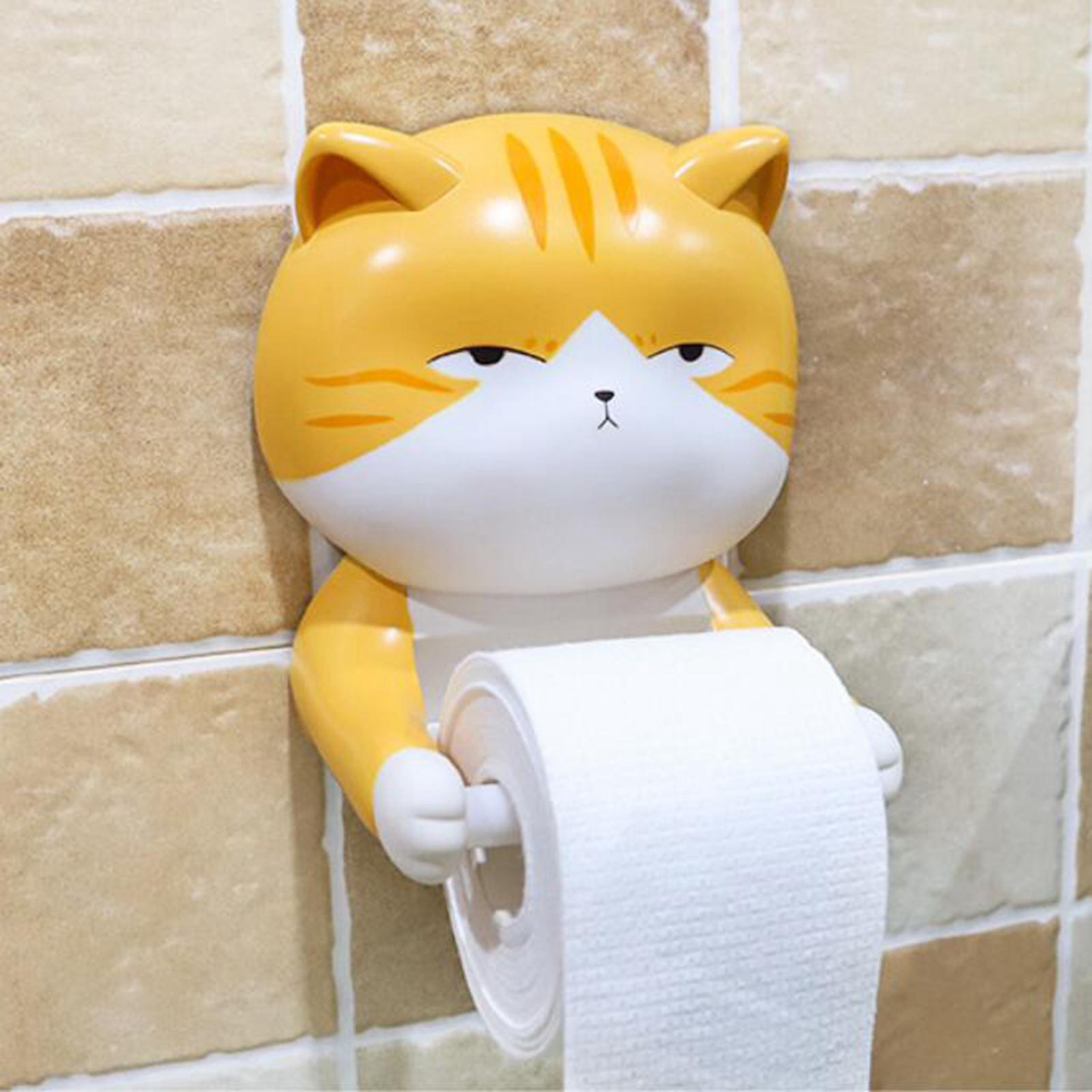 Cat Shape Toilet Paper Holder Dispenser Tissue Storage Stand Rack Gray