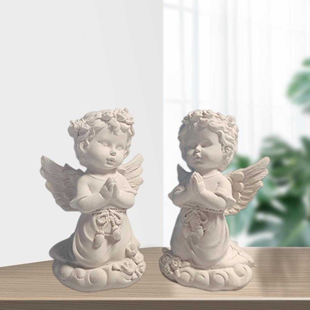 Angel Statues Ornament Desktop Home Decor 8x7x13cm 2 Pieces