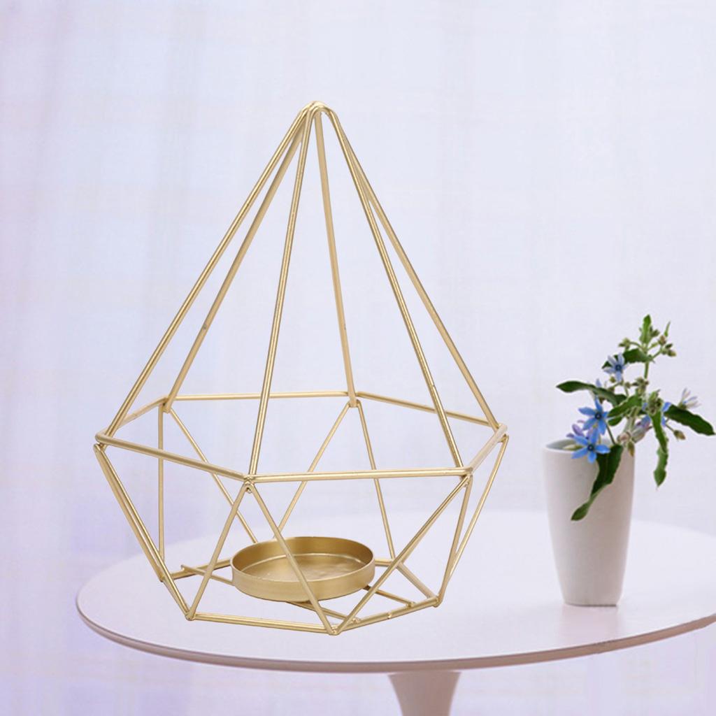 Iron Geometric Candle Holder Centerpiece Wedding Dinner Decor Golden