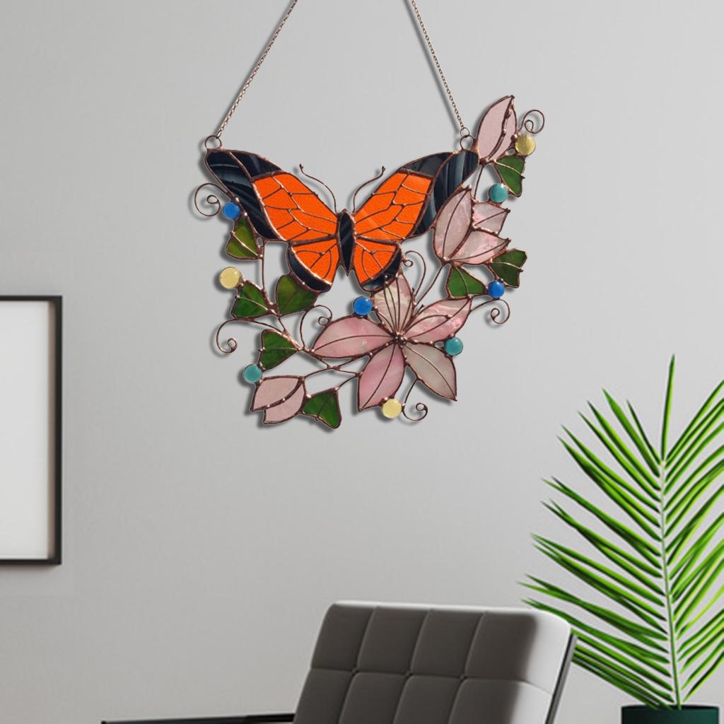Hanging Ornaments Art Wall Decor Home Office Sign Decor Orange Butterfly D