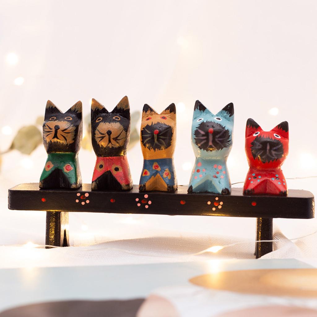 1 Set Cat Figurine Art Kitten Statue Miniature Sculpture Desktop Ornament