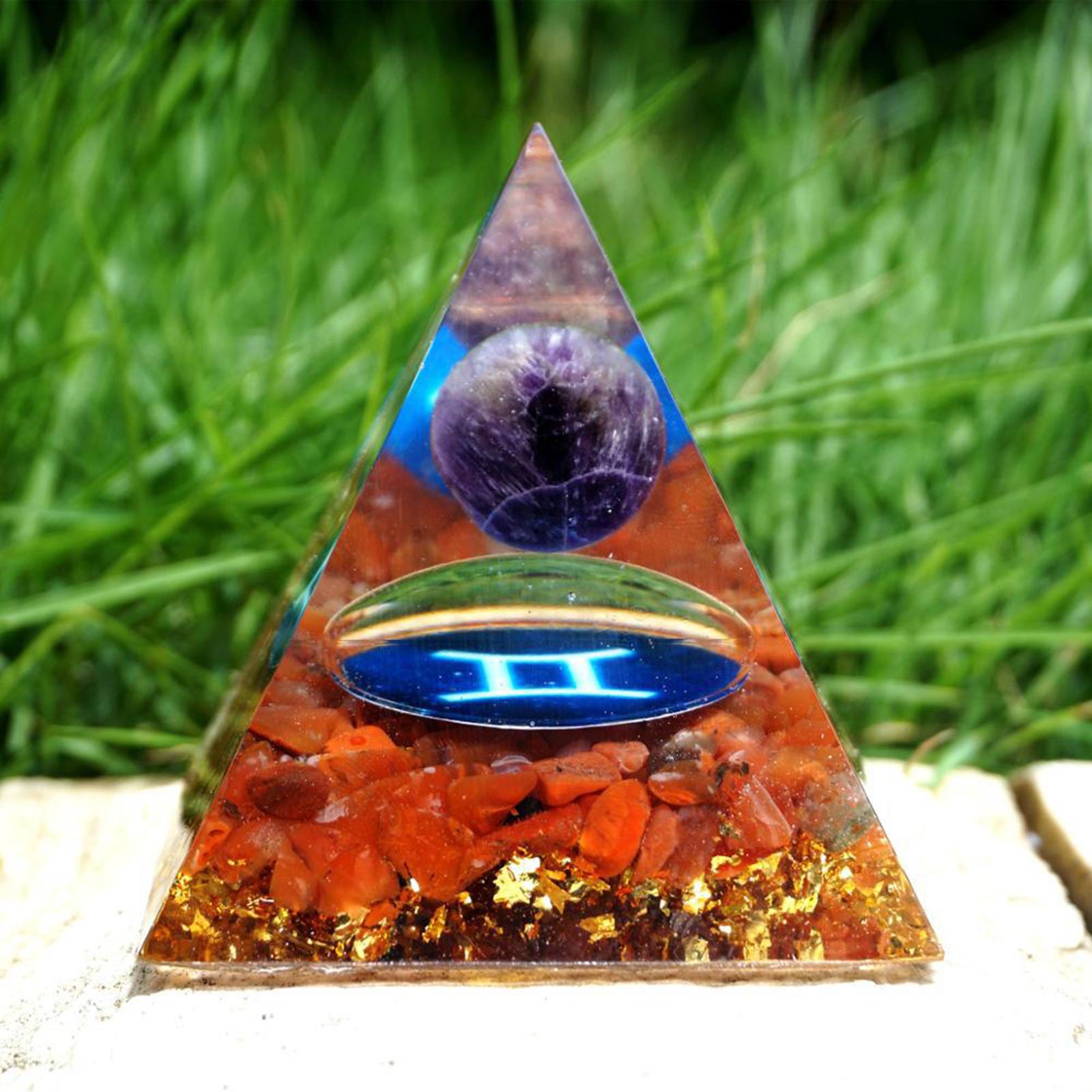 60mm Orgone Pyramid Energy Generator Natural Quartz Crystal Yoga Deco Gemini