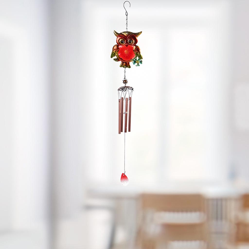 Owl Wind Chime Windchime Metal Musical Tube Tune Home Garden Decorations Red