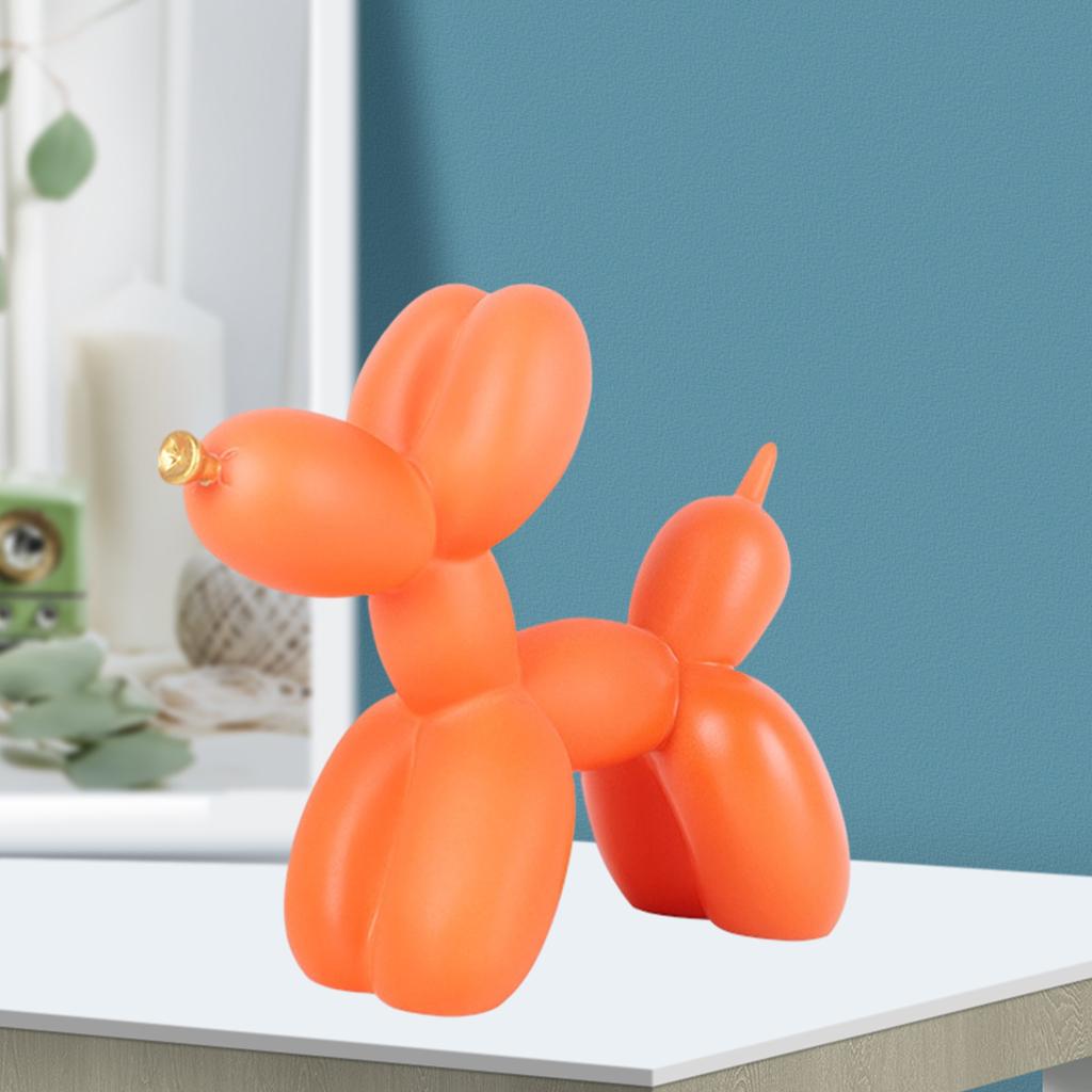 Balloon Dog Statue Puppy Figurine Art Sculpture Home Decor Furnishing Orange