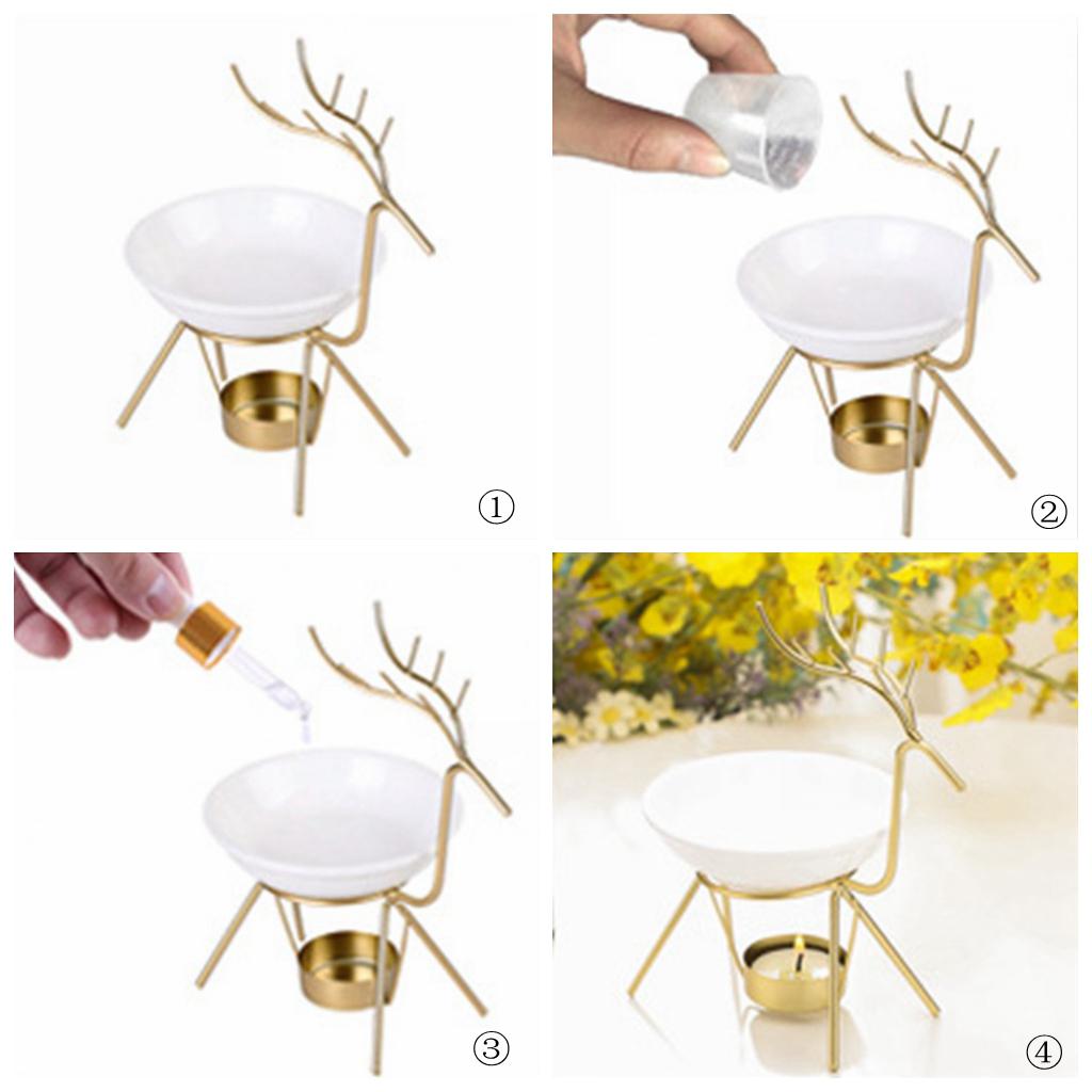 2xOil Burner Scented Ceramic Aroma Oil Warmer Censer Furnace Spa Yoga Golden