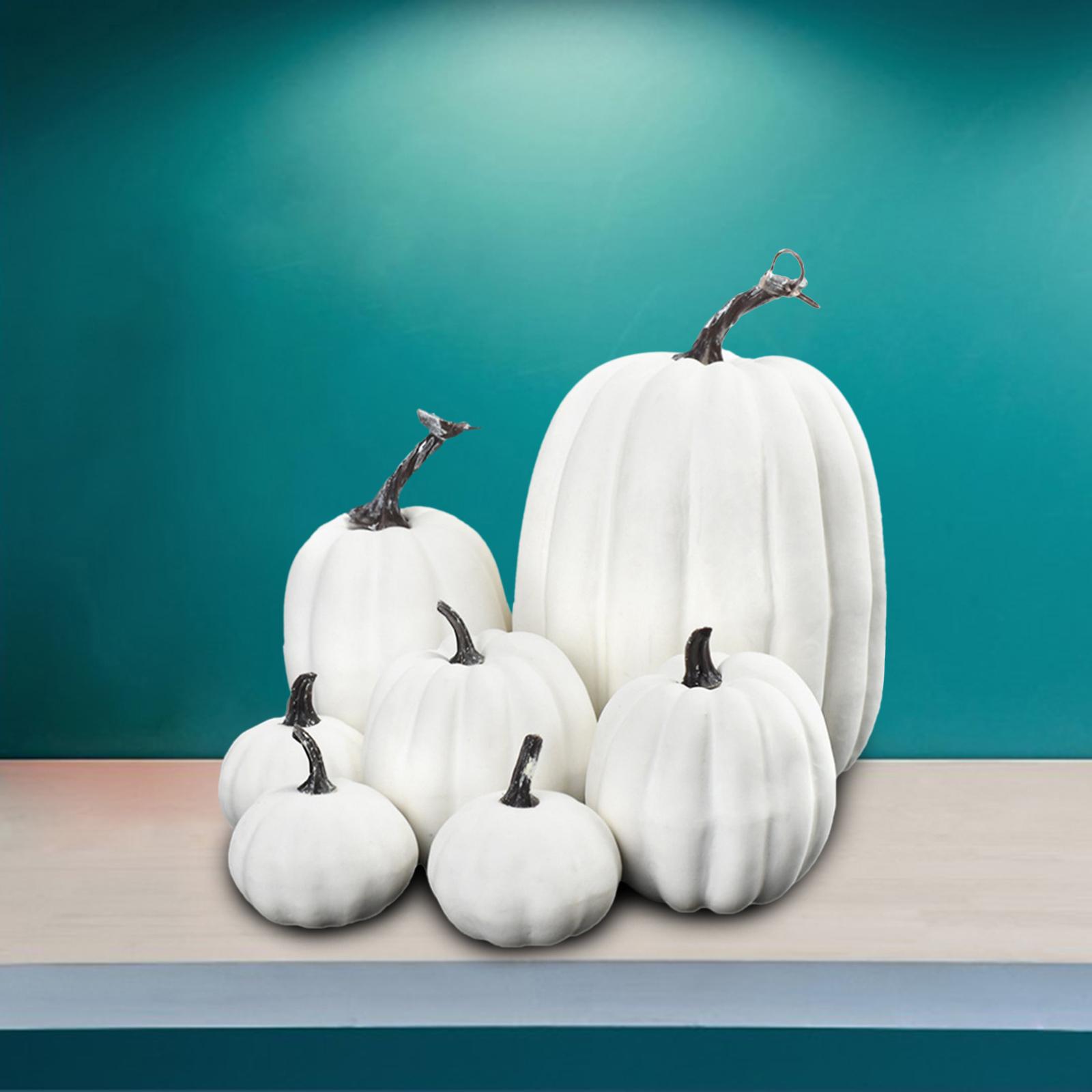 7x Artificial Pumpkins Bulk Faux Harvest For Fall Wedding Centerpiece White