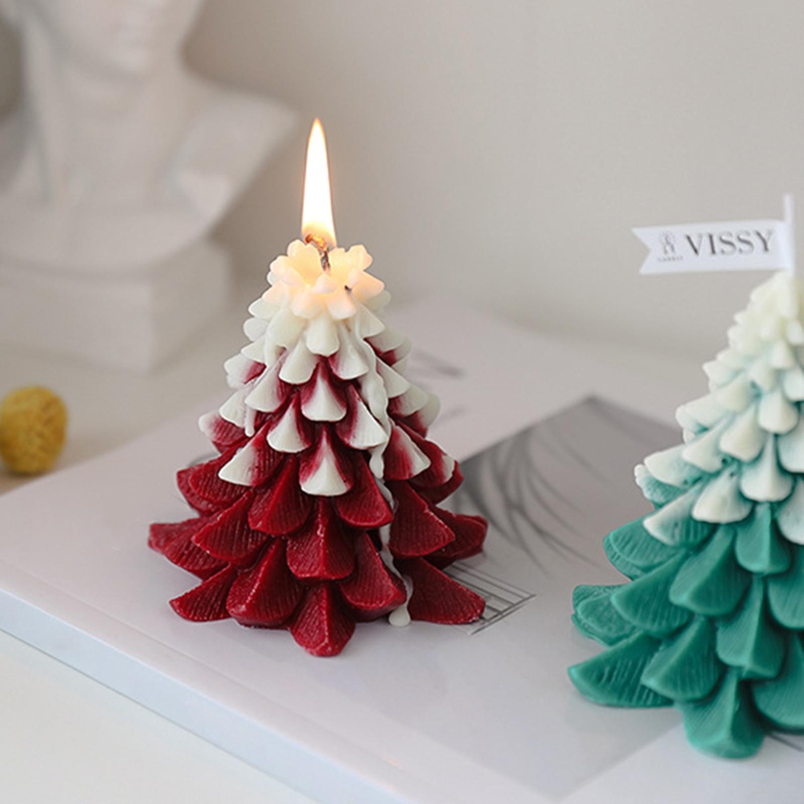 Christmas Tree Wax Scented Candle Creative Curve Home Decor Prop White Red