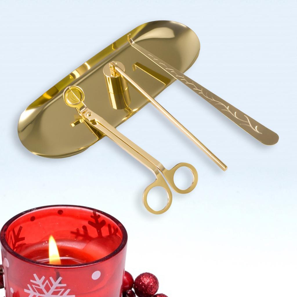 4 - 1 Stainless Steel Wick Snuffer Tool Candle Trimmer Gold