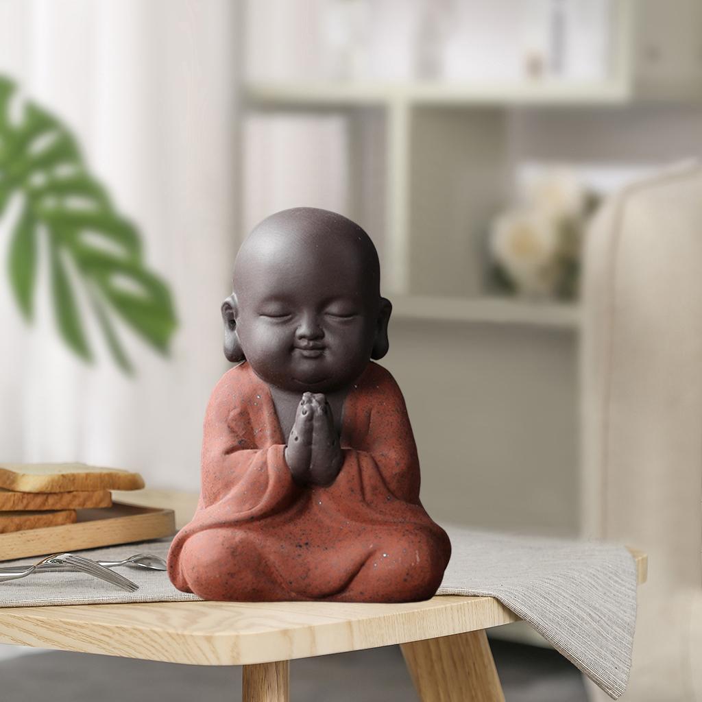 Tea Pet Monk Ornaments Decor Statue Ceramic for Small Room 6.8cmx9.5cm