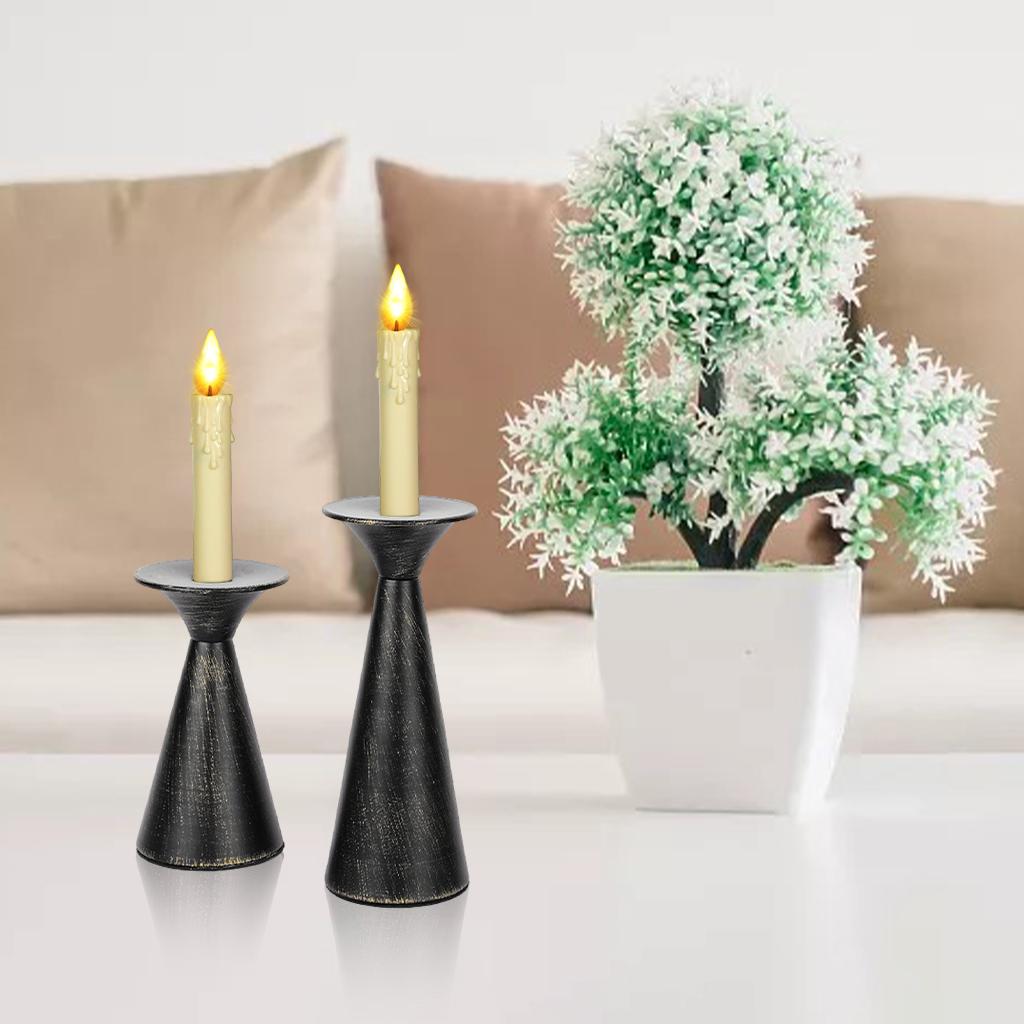 2x Modern Candlestick Holders Taper Candle Holder Table Ornament  Black Gold