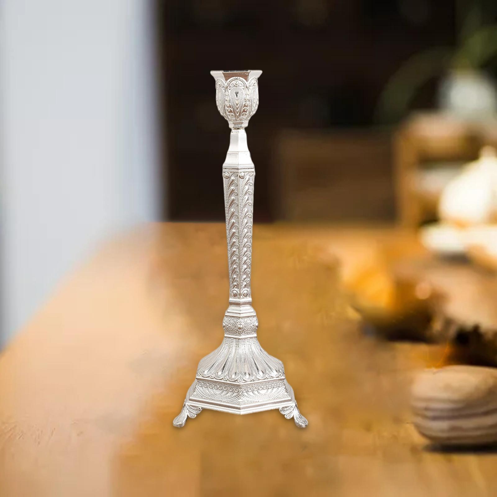 Modern Candlestick Metal Taper Candle Holder for Anniversary Silver L