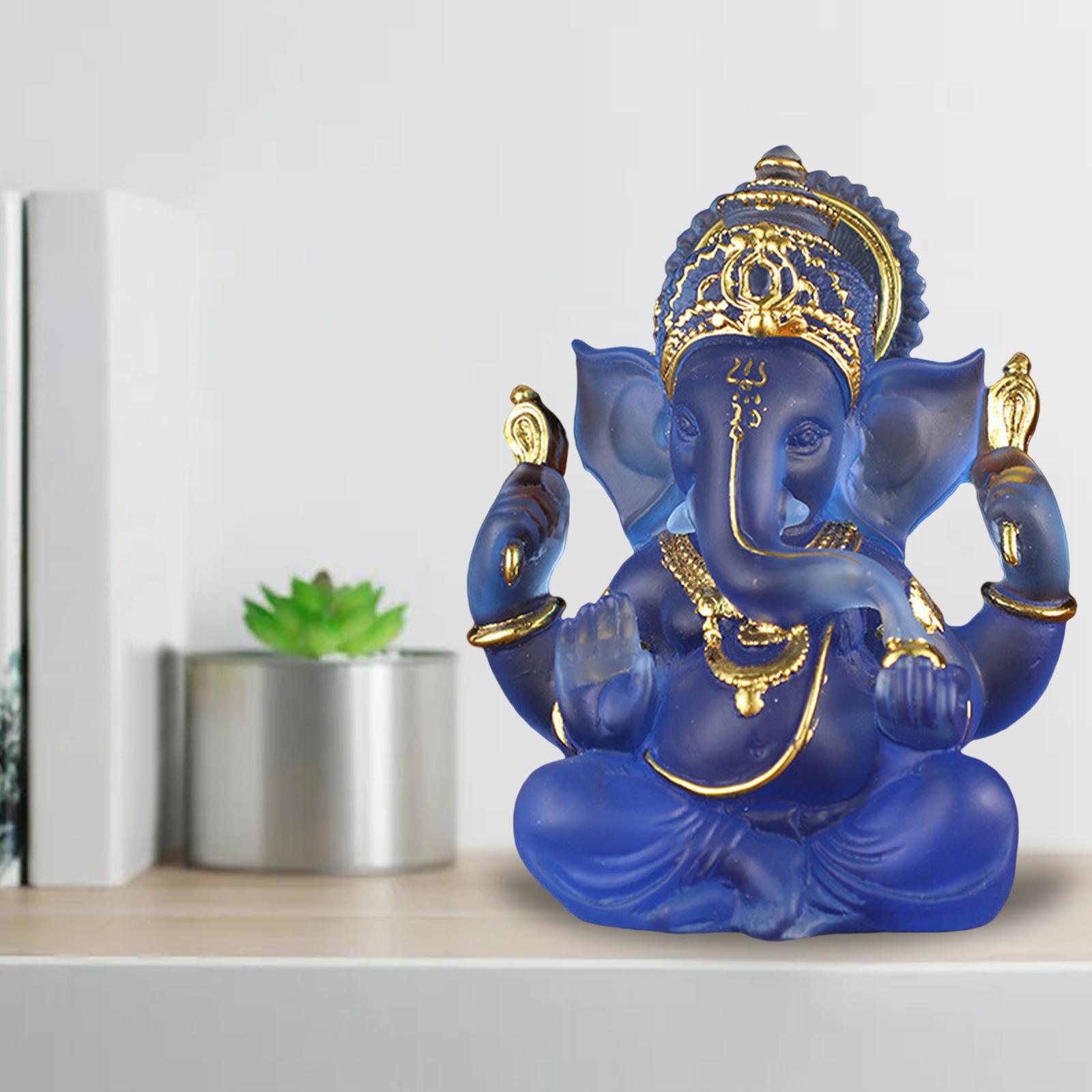 Ganesha Figurine Indian Fengshui Lord Ganesh Statues Home Ornaments Crafts Blue