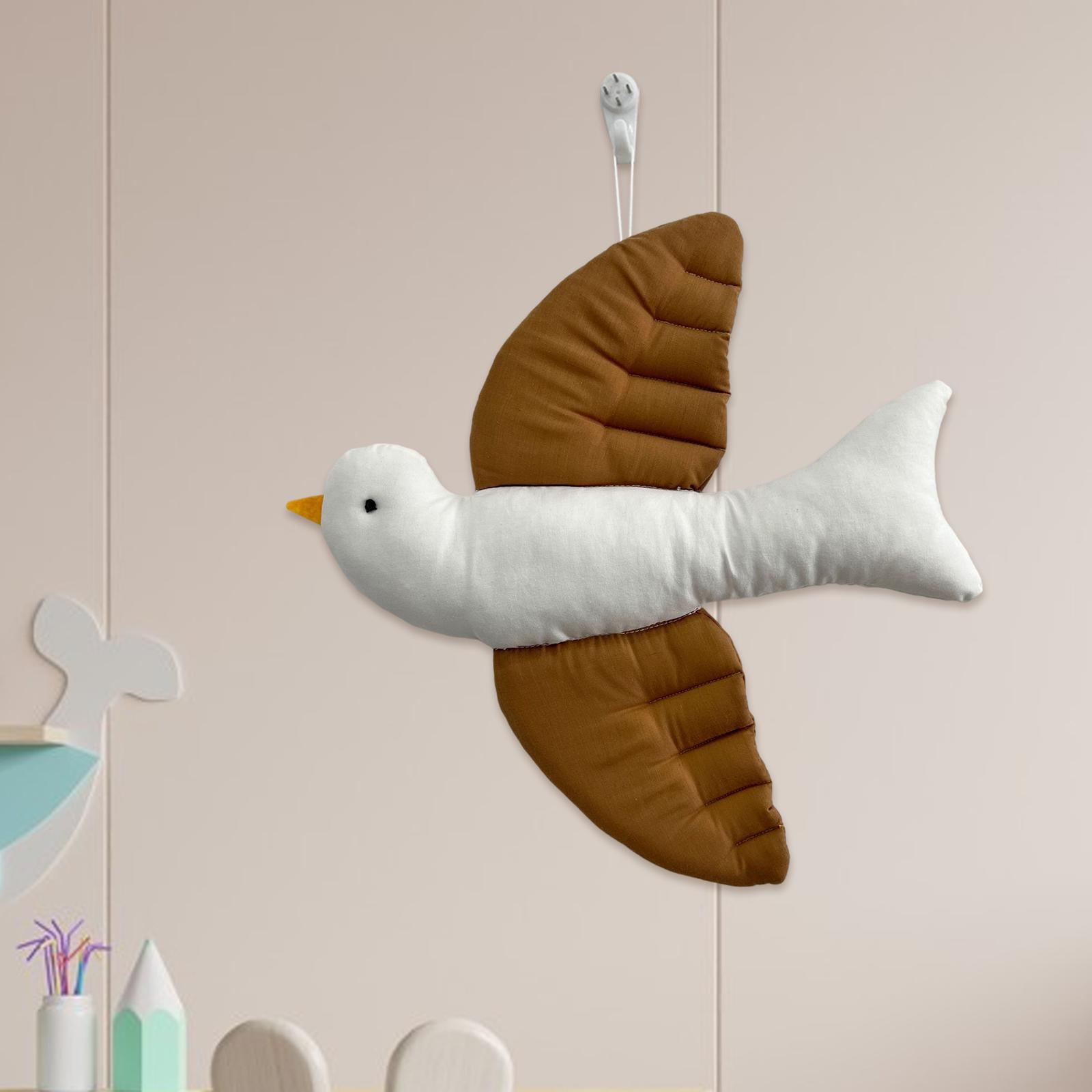 Pigeon Wall Decor Plush Stuffed Animal Toys for Nursery Room Decoration Light Brown L