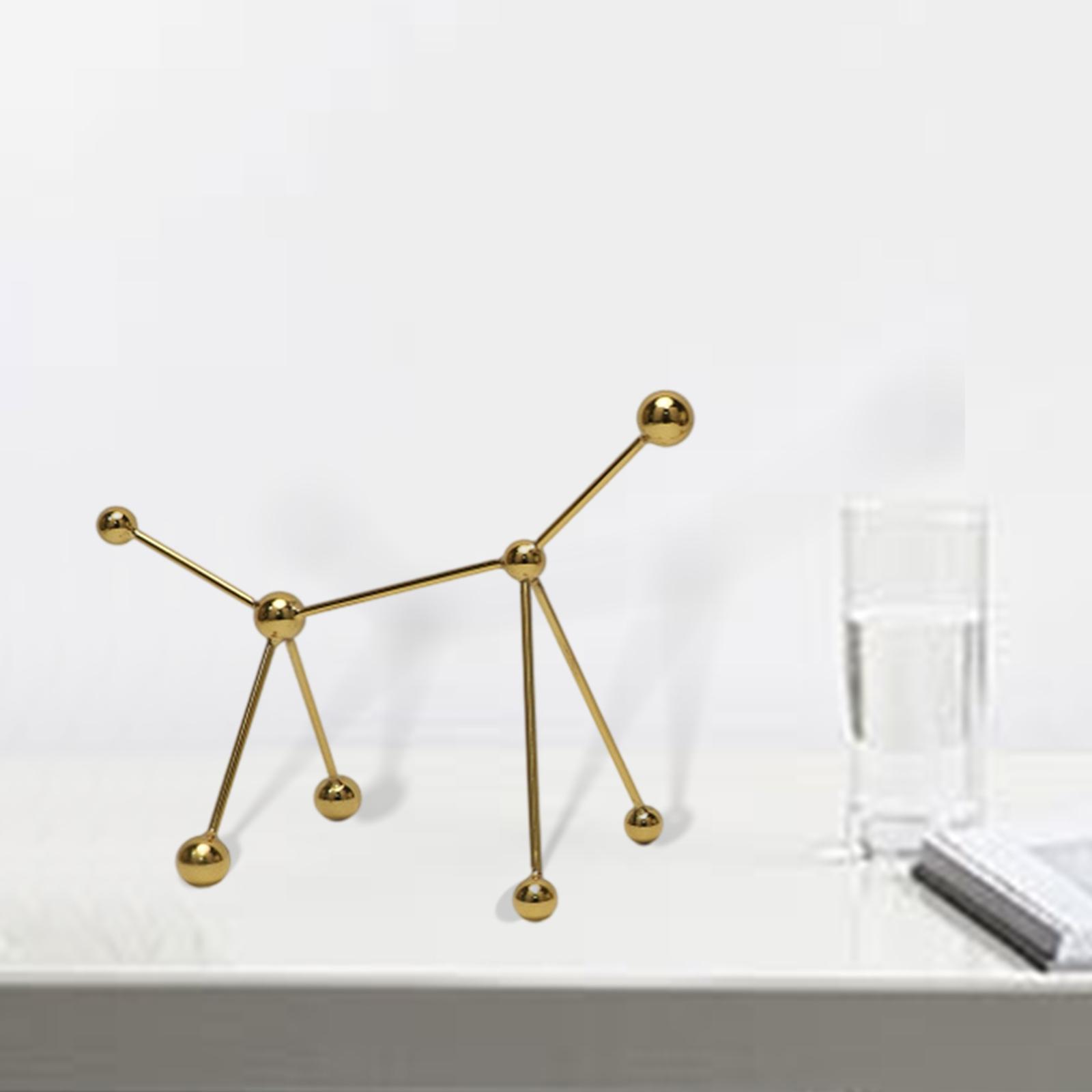 Geometric Figurines Statues Sculpture Point Line Ball Model Gold 21x13x24cm