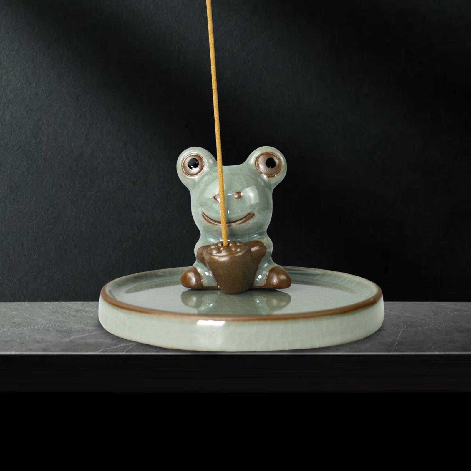 Incense Burner Stick Holder Frog Statue for Relaxation Office holding lotus