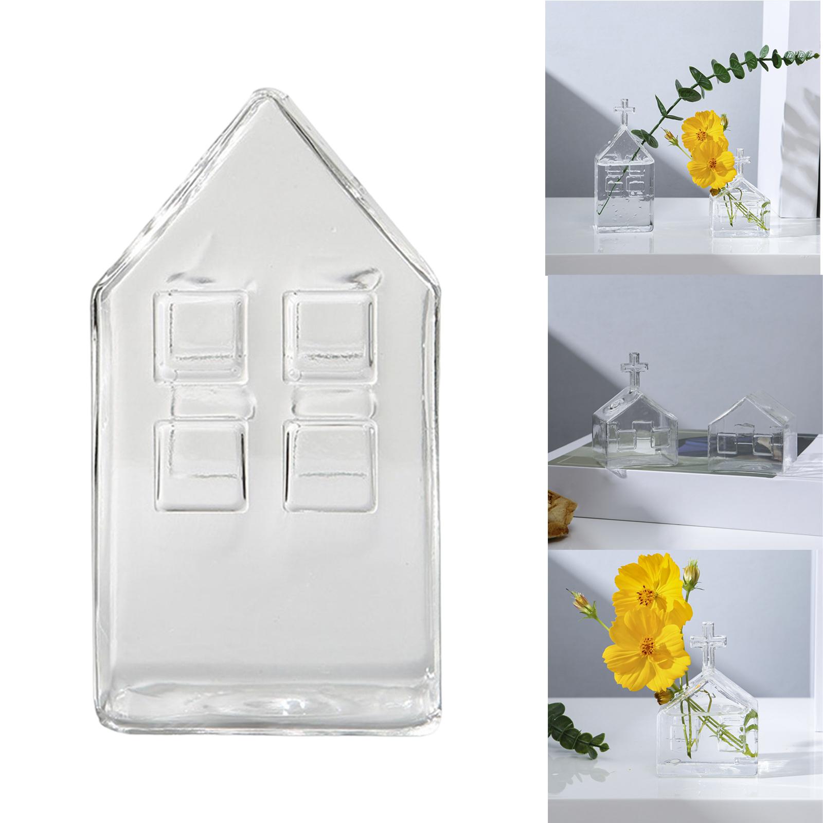 Clear Glass Flower Vase Holder Flowerpot Stems Bunch 6x6x14cm