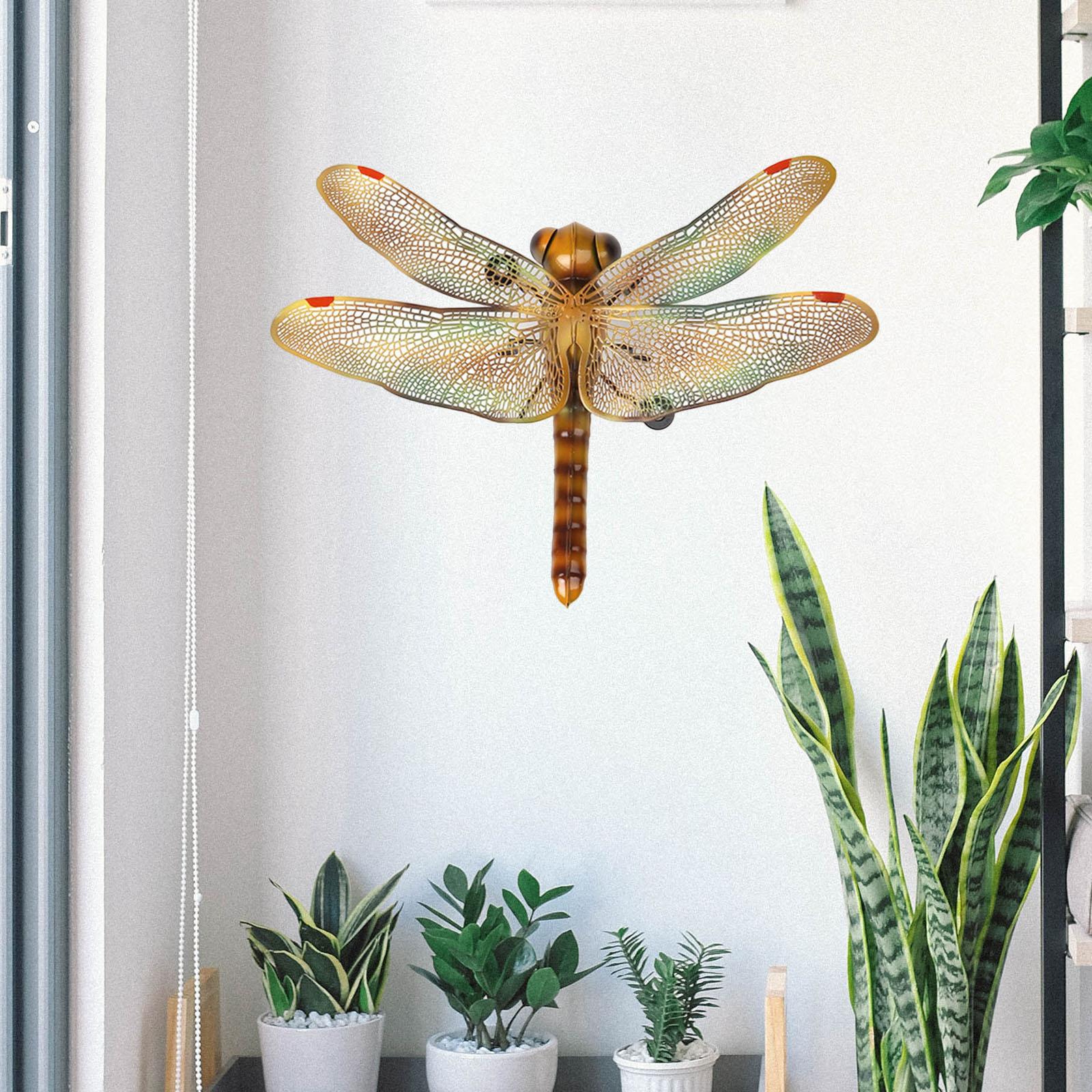 Metal Wall Dragonfly Decorations Art Crafts Decoration for Farmhouse Garden yellow