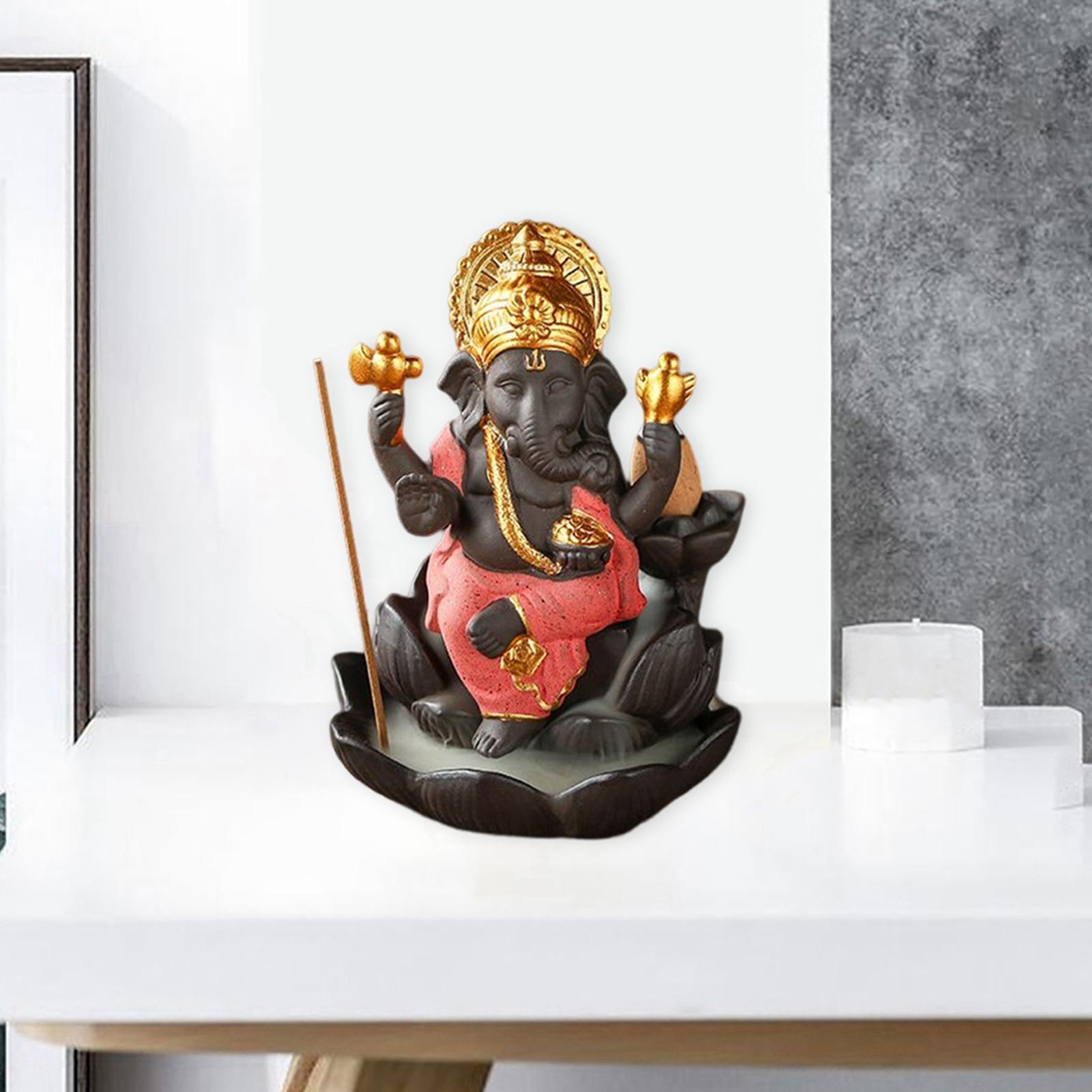 Waterfall Backflow Incense Burner Lord Ganesha Statue Buddha for Collection