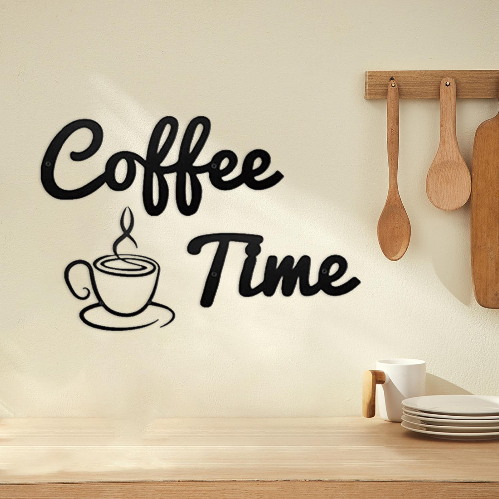 Metal Coffee Sign Wall Sculptures Home Hanging Wall Art Sign Coffee Time