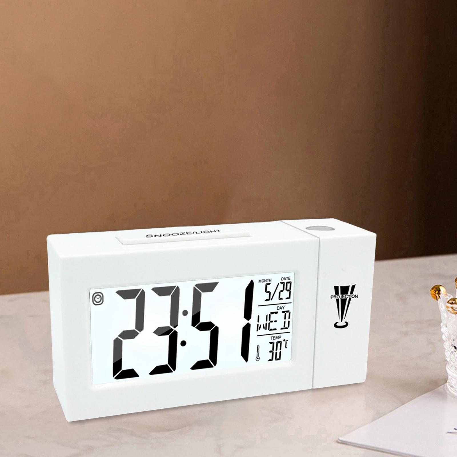 Projection Alarm Clock Easy Setting Electronic Clock for Teens Adults White