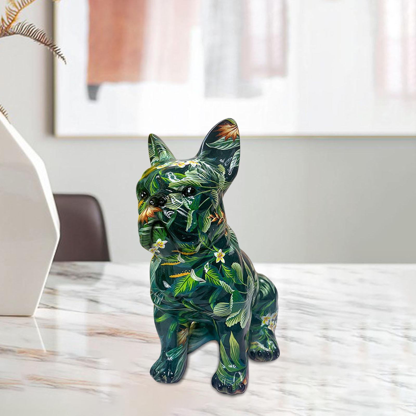 Animals Dog Figure Model Ornaments Sculpture for Home Desktop Decor Green